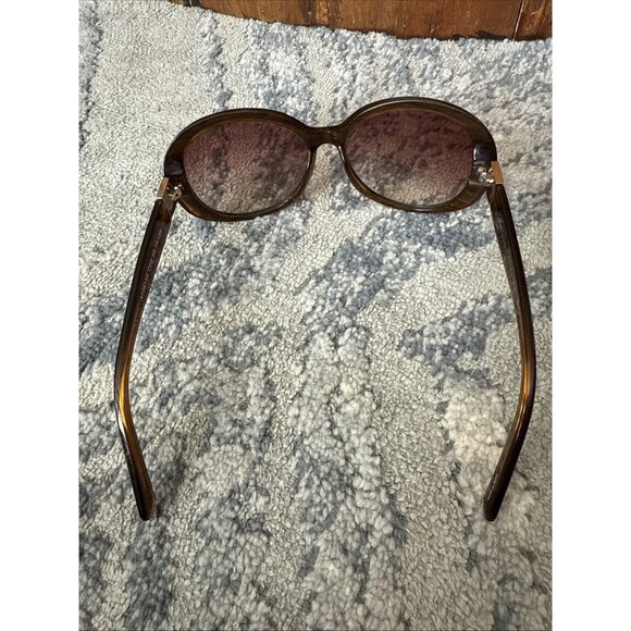 Ann Taylor Designer Oval Sunglasses Brown Fashion Wrap Gradient Lenses At0813s - Picture 5 of 8